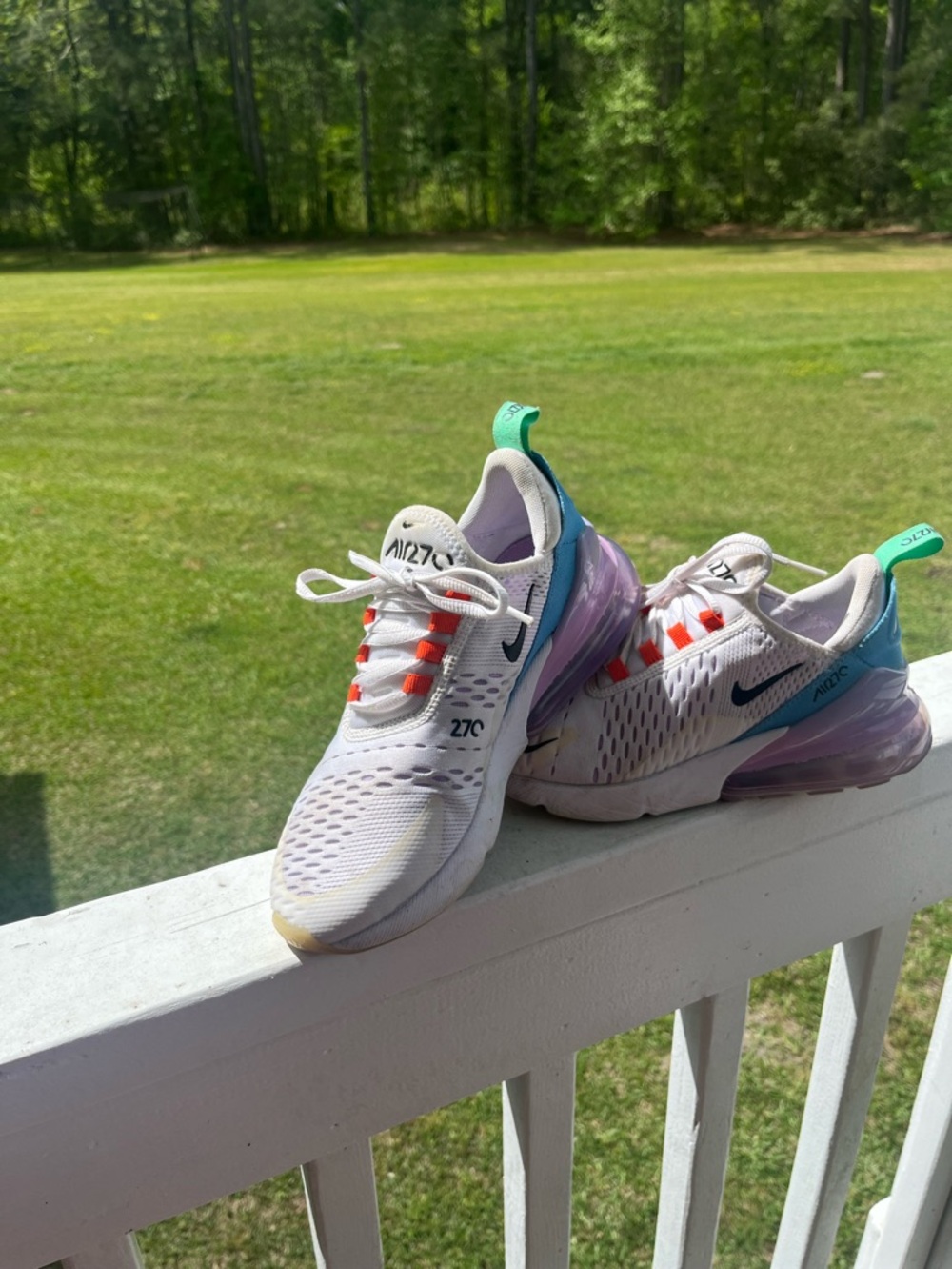 Nike Air Max 270 Women’s Sneakers - White with Teal & Purple Accents